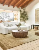 طاولة قهوة خشب بتصميم دائري