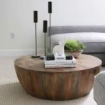 طاولة قهوة خشب بتصميم دائري