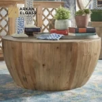 طاولة قهوة خشب بتصميم دائري