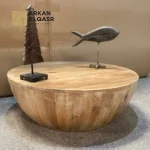 طاولة قهوة خشب بتصميم دائري