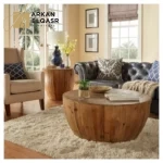 طاولة قهوة خشب بتصميم دائري