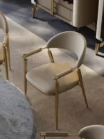 كرسي طاولة طعام جلد بتصميم فاخر