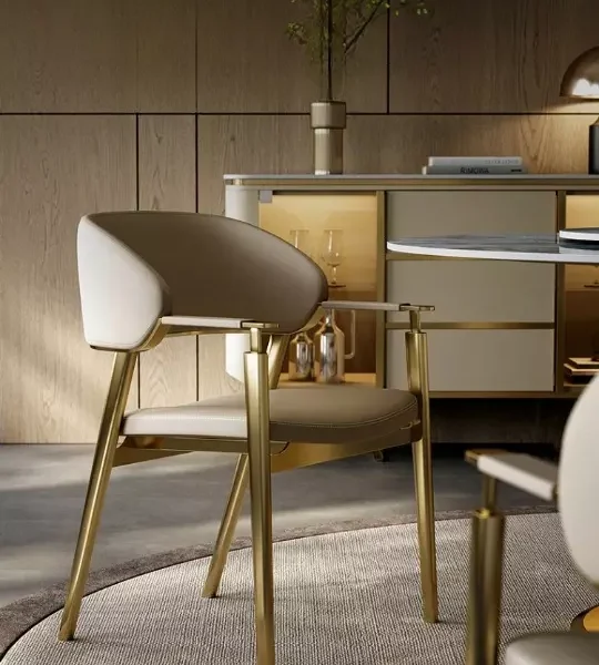 كرسي طاولة طعام جلد بتصميم فاخر