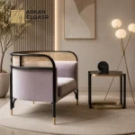 كرسي مفرد مخملي بتصميم مميز