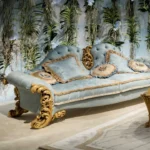 ⁦كنب ثلاثي فاخر على الطراز الملكي – تصميم فاخر وتفاصيل منحوتة – تنجيد ناعم وهيكل خشبي متين⁩ - الصورة ⁦8⁩