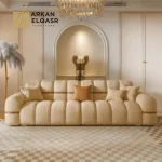 كنب مودرن بلمسة ذهبية فاخرة
