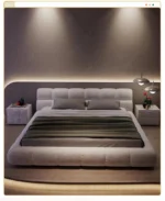 ⁦سرير منخفض الارتفاع – تصميم عملي مع كومدينة جانبية – هيكل خشبي أنيق – مثالي للغرف الصغيرة⁩ - الصورة ⁦7⁩