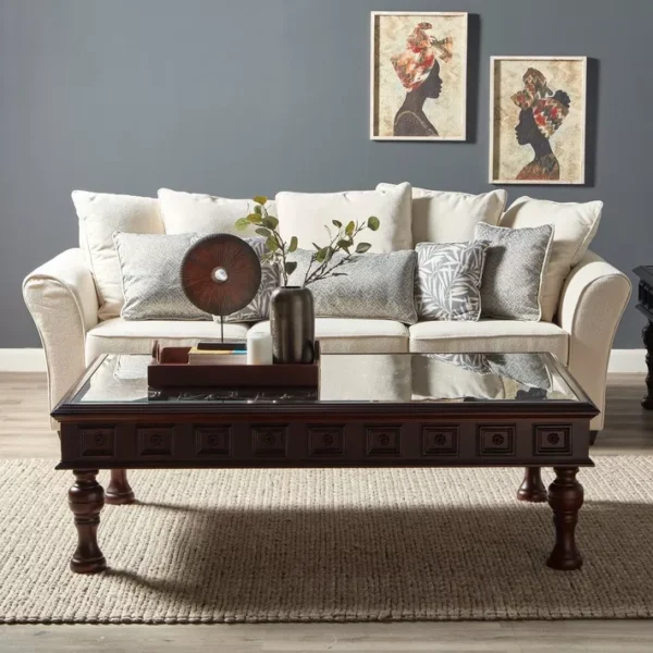 طاولة قهوة بسطح زجاج بتصميم نورثبروك