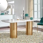 طاولة طعام رخام مقاومة للخدوش بتصميم عصري