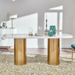 ⁦طاولة طعام رخام مقاومة للخدوش بتصميم عصري⁩ - الصورة ⁦2⁩