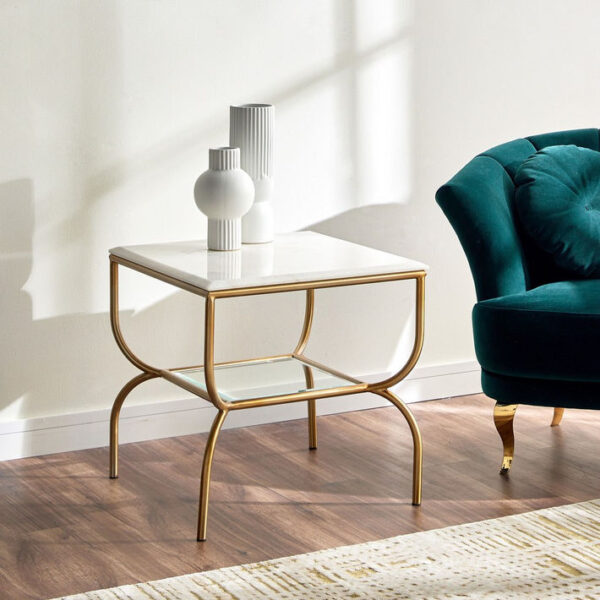 طاولة جانبية بسطح رخامي - أليكسا