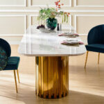 ⁦طاولة طعام رخام وأرجل معدنية ميتاليك⁩ - الصورة ⁦3⁩