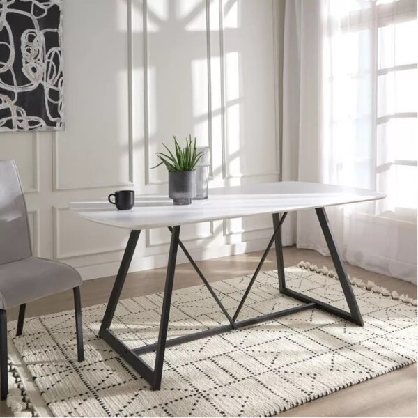 طاولة طعام 6 كراسي مع قاعدة من المعدن