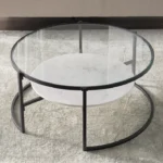 ⁦طاولة قهوة زجاج وهيكل معدني⁩ - الصورة ⁦2⁩