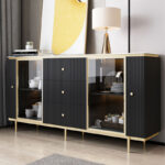 بوفية مصمم بدقة من الخشب الهندسي