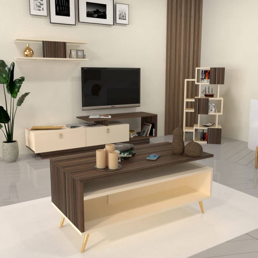 | طقم طاولات تلفزيون وقهوة أنيقة