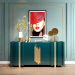 بوفيه من خشب هندسي واستيل المذهب