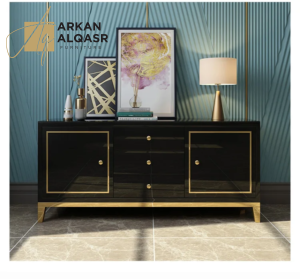 | بوفية خشب هندسي بتصميم فاخر