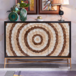 ⁦بوفية فاخرة من الستيل المذهب والخشب⁩ - الصورة ⁦2⁩