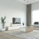 طقم طاولات ابيض مع بيج