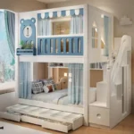 ⁦سرير أطفال دورين بتصاميم متنوعة – خشب متين وسلال تخزين – آمن ومثالي للمساحات الصغيرة⁩ - الصورة ⁦11⁩