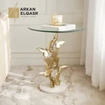 طاولة جانبية بسطح زجاجي بتصميم بترفلاي