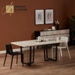 طاولة طعام رخام بتصميم عصري