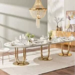 ⁦طاولة طعام رخام مع 10 كراسي بتصميم فاخر⁩ - الصورة ⁦2⁩