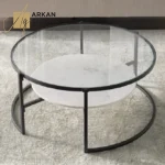 طاولة قهوة زجاج وهيكل معدني