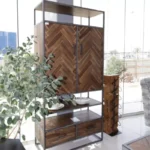 طاولة كونسول بخزانة مع ركن القهوة