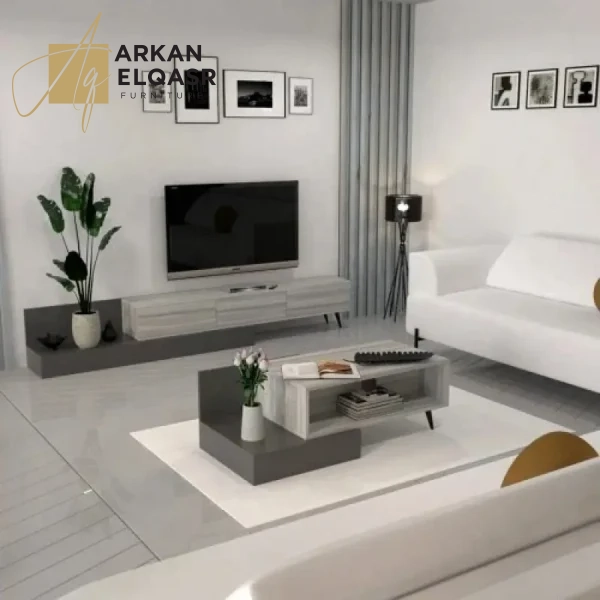طقم طاولات تلفزيون و قهوة بتصميم انيق