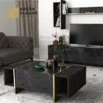 طقم طاولات اسود رخامي مع ذهبي