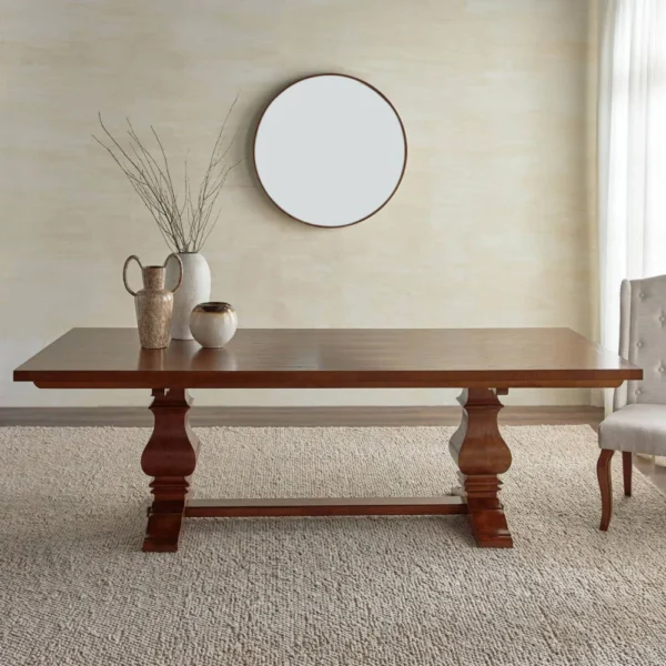 طقم طاولة طعام كلاسيكي 10 كراسي – تصميم فاخر بتفاصيل منحوتة – سطح خشبي متين – مثالي للعائلات الكبيرة