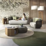 طقم كنب روتان خشبي حديث