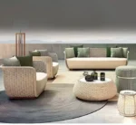 طقم كنب روتان خشبي حديث