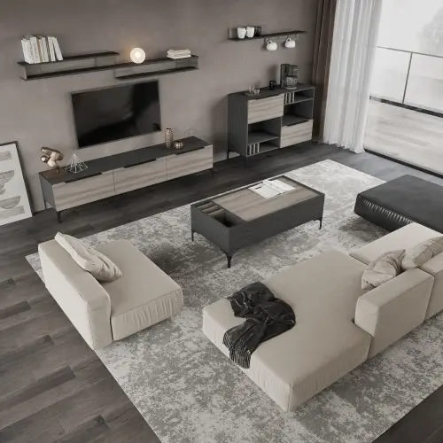 طقم طاولات رمادي غامق مع رمادي فاتح