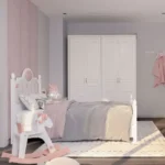 غرفة نوم بناتي روز في ابيض