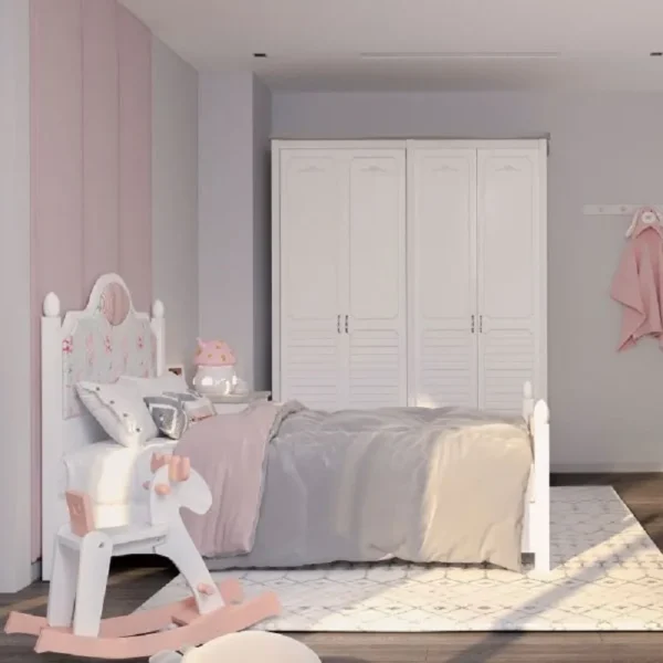 غرفة نوم بناتي روز في ابيض