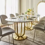 ⁦طاولة طعام رخام مع 10 كراسي بتصميم فاخر⁩ - الصورة ⁦4⁩