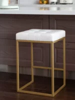 كرسي بار لون ذهبي وأبيض راقي