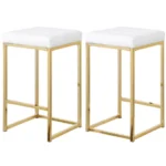 كرسي بار لون ذهبي وأبيض راقي