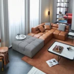 ⁦كنب جلد منقسمة بتصميم اوروبي⁩ - الصورة ⁦5⁩