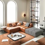 ⁦كنب جلد منقسمة بتصميم اوروبي⁩ - الصورة ⁦7⁩