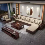 كنب زاوية فاخر بتصميم عصري – تنجيد ناعم وهيكل متين – ألوان تناسب المساحات الحديثة