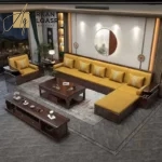 كنب زاوية فاخر بتصميم عصري – تنجيد ناعم وهيكل متين – ألوان تناسب المساحات الحديثة