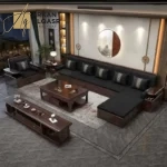 كنب زاوية فاخر بتصميم عصري – تنجيد ناعم وهيكل متين – ألوان تناسب المساحات الحديثة