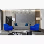 ⁦كنب صاله بتلاث مقاعد بتصميم بسيط⁩ - الصورة ⁦2⁩