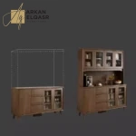 كورنر كوفي من الخشب والزجاج بتصميم عصري متعدد الاستخدامات، يوفر مساحة للعرض والتنظيم ويتوفر بعدة عروض ليناسب المساحات المختلفة.