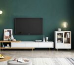 طاولة تلفاز قابلة للتعديل مع خزانة جانبية