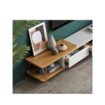 ⁦طاولة تلفاز قابلة للتعديل مع خزانة جانبية⁩ - الصورة ⁦4⁩